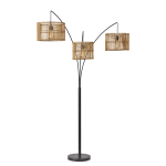 Adesso Cabana 3-Light Arc Lamp, 82inH, Natural Rattan Shade/Dark Bronze Base