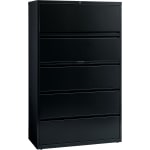 Lorell Fortress 42inW x 18-5/8inD Lateral 5-Drawer File Cabinet, Black