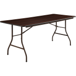 Lorell Laminate Economy Folding Table, 29inH x 72inW x 72inD, Mahogany