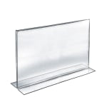 Azar Displays Double-Foot Acrylic Sign Holders, 11in x 17in, Clear, Pack Of 10