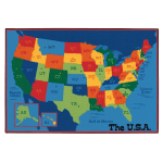 Carpets for Kids KID$Value Rugs USA Map Activity Rug, 4ft x 6ft , Multicolor