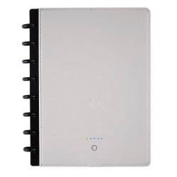 TUL Wireless/Wired Charging Discbound Notebook, Leather Cover, Junior Size, Gray