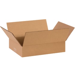 Partners Brand Corrugated Boxes, Flat, 3inH x 10inW x 14inD, Kraft, Pack Of 25