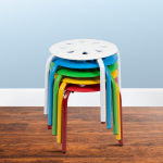 Flash Furniture Kids Plastic 11-1/2in Nesting Stack Stools, Assorted Colors, Set Of 5 Stools