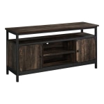 Sauder Steel River Credenza Entertainment Center For 60in TVs, 29-3/4inH x 60-1/4inW x 19-1/8in, Carbon Oak/Black