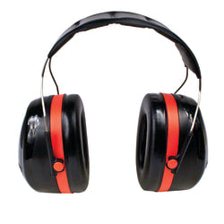 3M PELTOR Optime 105 Behind-the-Head Earmuffs, Red/Black