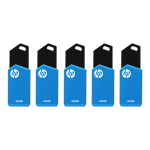 HP v150w USB 2.0 Flash Drives, 64GB, Blue, Pack Of 5