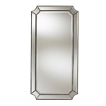 Baxton Studio Rectangular Wall Mirror With Beaded Frame, 40in x 20in, Antique Silver