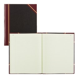 National 50% Recycled Black Texhide Record Book With Margin, 8 3/8in x 10 3/8in, 150 Pages