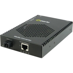 Perle S-1110P-S1SC10D Media Converter - 1x PoE (RJ-45) Ports - 1 x SC Ports - 1000Base-BX-D, 10/100/1000Base-T - 6.21 Mile - Rail-mountable, Rack-mountable, Wall Mountable