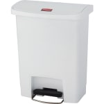 Rubbermaid Commercial Slim Jim 8-gal Step-On Container - Step-on Opening - Hinged Lid - 8 gal Capacity - Manual - Durable, Foot Pedal, Easy to Clean - 21.1in Height x 10.6in Width - Plastic, Resin - White - 1 Each