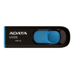 Adata 16GB DashDrive UV128 USB 3.0 Flash Drive - 16 GB - USB 3.0 - 90 MB/s Read Speed - 40 MB/s Write Speed - Blue, Black - Lifetime Warranty