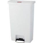 Rubbermaid Commercial Slim Jim 18-gal Step-On Container - Step-on Opening - Hinged Lid - 18 gal Capacity - Manual - Durable, Foot Pedal, Easy to Clean - 31.6in Height x 12.2in Width - Plastic, Resin - White - 1 Each