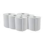 Cascades For Tandem Hardwound 1-Ply Paper Towels, 100% Recycled, Ultra White, 775ft Per Roll, Pack Of 6 Rolls