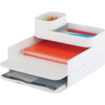 Safco Stacking Plastic Desktop Sorter Sets - 4 Compartment(s) - 6.3in Height x 10in Width x 12.3in DepthDesktop - Durable - White - White - Acrylonitrile Butadiene Styrene (ABS) - 1 Each