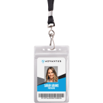 Advantus ID Holder/Lanyard Combo Pack - Support 3.75in x 2.58in Media - Vertical - Vinyl - 20 / Pack - Black/Clear - Durable