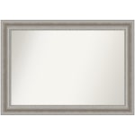 Amanti Art Non-Beveled Rectangle Framed Bathroom Wall Mirror, 29-1/2in x 41-1/2in, Parlor Silver