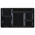 Cambro Camwear 6-Compartment Serving Trays, 8-3/4in x 15in, Black, Set Of 24 Trays