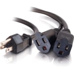 C2G 18in 1-to-2 Power Cord Splitter - 16 AWG - NEMA 5-15P to NEMA 5-15R - 14in