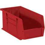 Partners Brand Plastic Stack & Hang Bin Boxes, Small Size, 10 7/8in x 5 1/2in x 5in, Red, Pack Of 12