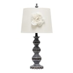 Elegant Designs Stacked Ball Table Lamp, 25 1/2inH, Aged Bronze Base/Linen Shade