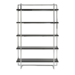 Eurostyle Gilbert 69inH 5-Shelf Bookcase, Chrome/Black