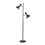 Adesso Arlo 2-Light Tree Lamp, 67-1/4inH, Black And Walnut Shade/Black Base