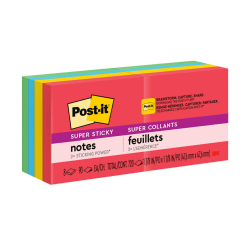 Post-it Super Sticky Notes, 3 in x 3 in, 15 Pads, 45 Sheets/Pad, 2x the Sticking Power, Assorted Bright Colors