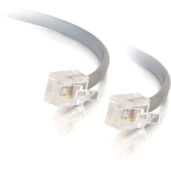 C2G 25ft RJ12 Modular Telephone Cable - RJ-12 Male - RJ-12 Male - 25ft - Silver