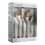 MegaChef Gibbous Stainless-Steel 20-Piece Flatware Utensil Set, Matte Rose Gold