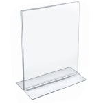 Azar Displays Double-Foot Acrylic Sign Holders, 11in x 8 1/2in, Clear, Pack Of 10