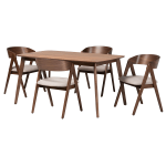 Baxton Studio Danton 5-Piece Dining Set, Beige/Walnut Brown