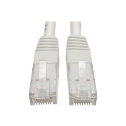 Tripp Lite Cat6 Cat5e Gigabit Molded Patch Cable RJ45 M/M 550MHz White 1ft 1ft - 128 MB/s - Patch Cable - 1 ft - 1 x RJ-45 Male Network - 1 x RJ-45 Male Network - Gold Plated Contact - White