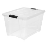 IRIS Plastic Storage Container With Handles/Latch Lid, 22in x 16 1/2in x 13in, Clear