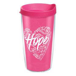 Tervis American Cancer Society Hope Heart Tumbler With Lid, 16 Oz, Clear