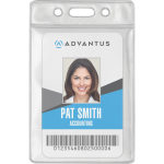 Advantus Vinyl ID Badge Holders - Support 2.50in x 3.50in Media - Vertical - Vinyl - 50 / Pack - Clear - Durable