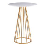 LumiSource Canary Counter Table, 36inH x 27inW x 27inD, White/Gold