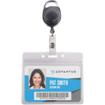 Advantus Badge Reel Holder Combo Pack - Support 3.75in x 2.58in Media - Horizontal - Vinyl - 10 / Pack - Black/Clear - Durable