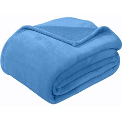 Sedona House Premium Microfiber Velvet Plush Flannel Throw Blanket, 50in x 60in, Light Blue