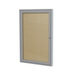 Ghent 1 Door Enclosed Vinyl Bulletin Board, Satin Aluminum Frame, 24inH x 18inW, Caramel