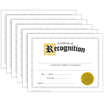 TREND Classic Certificates, 8-1/2in x 11in, Certificate Of Recognition, 30 Certificates Per Pack, Set Of 6 Packs