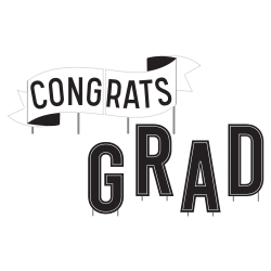 Amscan 191290 Congrats Grad Graduation Yard Sign, 14inH x 14inW x 1inD, Black