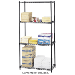 Lorell Industrial Wire Shelving Starter Unit, 36inW x 24inD, Black