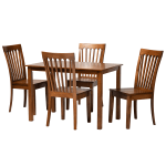 Baxton Studio Erion 5-Piece Dining Set, Walnut Brown