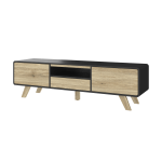 Bestar Alhena TV Stand For 50in TVs, 17-13/16inH x 63inW x 15-13/16inD, UV Black/Sandy Brown Oak