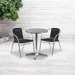 Flash Furniture Round Aluminum Table With 2 Rattan Chairs, 27-1/2in x 23-1/2in, Black