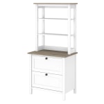 Bush Business Furniture Mayfield 66inH Bookcase With Drawers, Pure White/Shiplap Gray, Standard Delivery