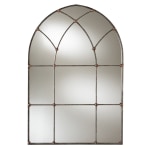 Baxton Studio Arched Window Accent Wall Mirror, 47-1/16in x 31-7/8in, Antique Silver