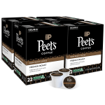 Peets Coffee & Tea Single-Serve Coffee K-Cup, French Roast, 22 Pods Per Box, Set Of 4 Boxes