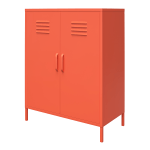 Ameriwood Home Cache 2-Door Metal Locker Storage Cabinet, 40inH x 31-1/2inW x 15-3/4inD, Orange